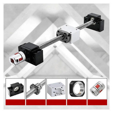 SFU1605 16mm Rolled Ballscrew Kit With BKBF12 Support And DSG16H Nut featuring GCr15 steel and flexible coupler for CNC machines.