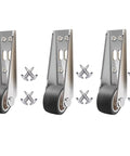 Heavy Duty Antisag Gate Support Wheels With Low Profile Rolling Casters For A Smoother Yard Door Swing with metal brackets and screws.