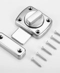 Hella Tough Zinc Alloy Gate Latch For Sliding Doors Rock Solid Right Angle Hook Buckle Silver Finish with screws.