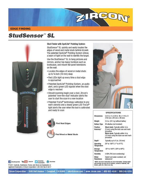 Badass Slick Wood and Metal Stud Finder with Edge Detection Wall Scanner and SpotLite Pointing System for Drywall Search up to Three Quarters Inch Deep Slam Dunk Tool user scanning wall.