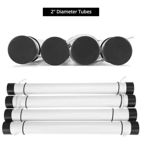 Top view of PVC Scuba Dive Cylinder Tank Rack Holder For Cars, Keeps 3 Tanks From Rolling, 20 Inch Long By 2 Inch Diameter Tubes, showing tubes