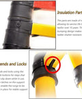 Close-up showing insulation parts and thumb lock mechanism of Rock Solid Fiberglass Telescoping Ladder for electrical work.