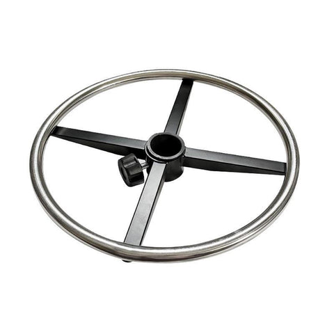Heavy Duty Stainless Steel Footrest Ring For Swivel Office Chairs And Bar Stools Featuring A Durable 35cm Round Pedal with black support.