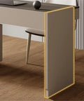 Close-up of the sleek side panel of Heavy Duty Modern Writing Desk With Mobile Side Cabinet And Two Storage Drawers.