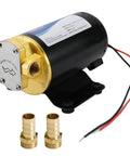Heavy Duty 12 Volt Portable Oil Transfer Pump handles all gear and engine oil swaps, featuring brass connectors and compact design.