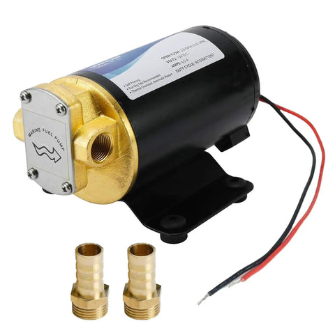 Heavy Duty 12 Volt Portable Oil Transfer Pump handles all gear and engine oil swaps, featuring brass connectors and compact design.
