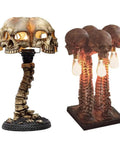 Light Up Skeleton Table Lamp With Four Bone Skull Design, LED 3D Skeleton Night Light, spooky resin lamp for Halloween decor