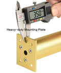 Switch Up Your Setup With These Durable Adjustable Furniture Legs Crafted From Heavy Aluminum Alloy Featuring Quick Height Tweaks on Twist Base, heavy-duty golden mounting plate with measurement shown.