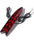 Straight Swap Led Rear Bumper Brake Lights With Sequential Drl Turn Signal Lamps For 2020 To 2023 Tesla Model Y Red Housing showing red LED lights with wires.