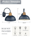 Two Pack Outdoor Wall Sconces Gooseneck Barn Lights With Hammered Metal Blue Shade Weatherproof Exterior Lamps dimensions