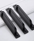 12 Pack Matte Black Cabinet Handles 5 Inch 128 mm Aluminum Drawer Cupboard Pulls displayed on white background