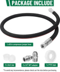 Heavy Duty Air Compressor Jumper Hose Kit With Sixty Inch Length And Half Inch NPT Swivel Ends, package contents