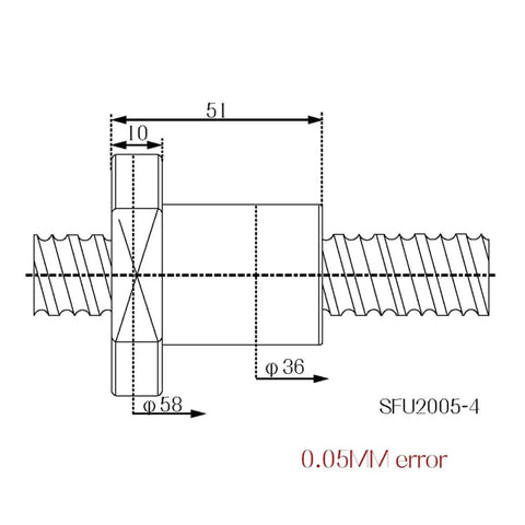 High-Performance SFU2005 Lead Screw Kit With 650mm Rolled Ball Drive, RM2005 Nut And BK15 BF15 Supports For Ultra Smooth CNC Motion And Low Backlash Machining, SFU2005-4 diagram