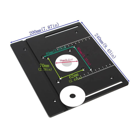 Heavy Duty Aluminum Router Table Insert Plate For Woodworking Shop Upgrades With Slick Miter Gauge Tracks And Pre Drill Holes, 240x200mm.