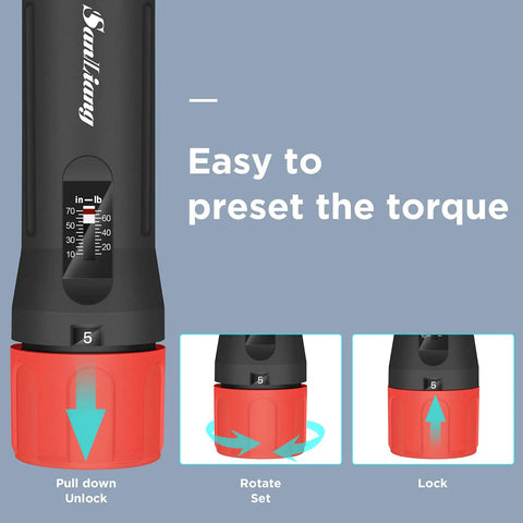 Torque Screwdriver Set 10 To 70 Inch Pounds With 10 Bits For Maintenance, Bike Repair, Mounting And General Tools, Easy Preset Locking Mechanism