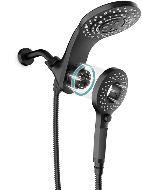 Matte black magnetic shower faucet with handheld sprayer, easy docking, dual shower head, and on off switch, water-saving design