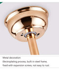 Close-up of Modern LED Ceiling Fan With Remote Control Featuring Smooth Silent Spin And Retractable Blades For Bedroom Or Living Room, gold metal canopy.