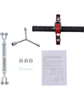 Outdoor Zip Line Kit 120Ft For Backyards With Stainless Steel Trolley And Safety Spring Brake System components laid out