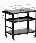 Beefy Outdoor Grill Cart With Wheels, Pizza Oven Stand And Prep Table For Patio And Backyard, Portable BBQ Cart, Steel Frame