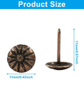 Premium Red Copper Upholstery Tacks 100 Pack 7/16 Inch Antique Furniture Nails showing size dimensions of 11mm and 17mm.