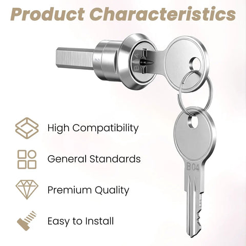 Stainless Steel Cabinet Lock Kit With 180 Degree Rotation Drawer Linkage Lock Unlock Cylinder Includes 2 Keys And Fastening Tab