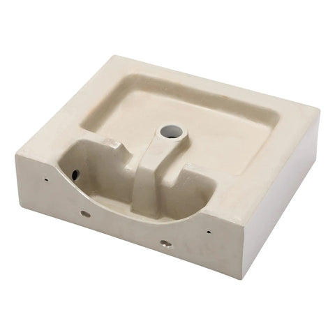 Wall Mounted Vessel Sink for Bathrooms, 20 by 18 Inch Rectangle White Porcelain Ceramic Vessel Sink With Faucet Hole and Overflow