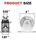 Built Like A Tank 4 Inch V Groove Gate Wheels size reference showing 4 inch diameter and dimensions 0.93" x 1.81".