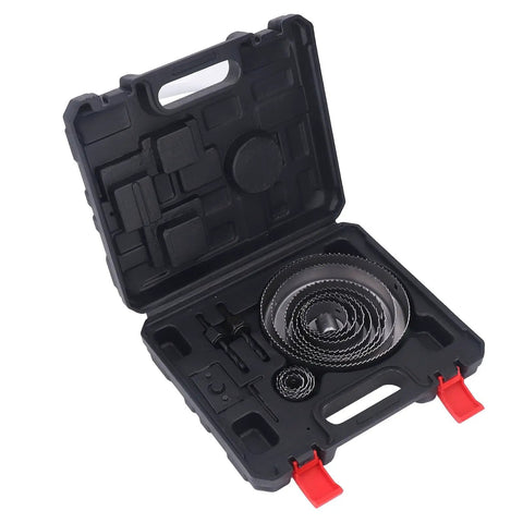 Check Out This Cool 17 Piece Hole Saw Kit With Razor Sharp Incisive Teeth For Super Fast And Stable Cutting In Wood Metal Plastic And Gypsum Board Like A Boss. black 17-piece hole saw kit in case