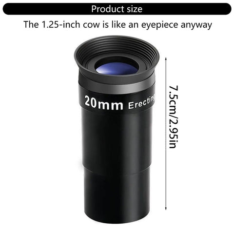 20mm Wide Angle Erecting Eyepiece for 1.25 Inch Telescopes With Broad Field Of View shown with dimensions