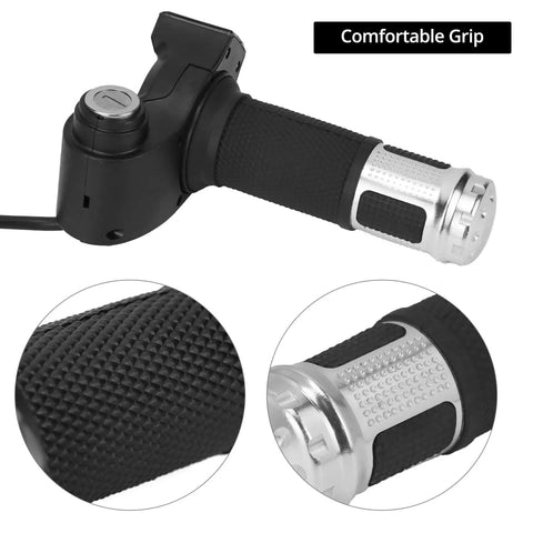 Ride Ready Twist Throttle Grip With LCD Voltage Display And Key Lock For 12V To 84V E Bike Scooter Or Trike All In One Handlebar Grip 5 Wire Connector 1 Pair