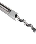 Close-up of a single drill bit from Pro Grade 7 Piece Square Hole Mortise Drill Bit Set HSS Woodworking Chisel Bits For Mortising DIY Friendly Tools Quarter Inch To Three Quarters Inch With Durable Plastic Case.