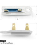 All In One Dryer Thermal Fuse Kit With High Limit And Cycling Thermostats For Whirlpool Kenmore Dryers, side and top view of fuse