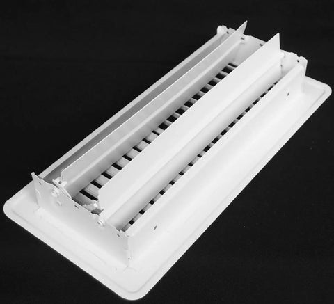 Floor Register With Louvered Design And Damper Lever White 14 by 6 Inch Duct Opening Outer Frame 15.5 by 7.5 Inch Fixed Blade Return Air Grille