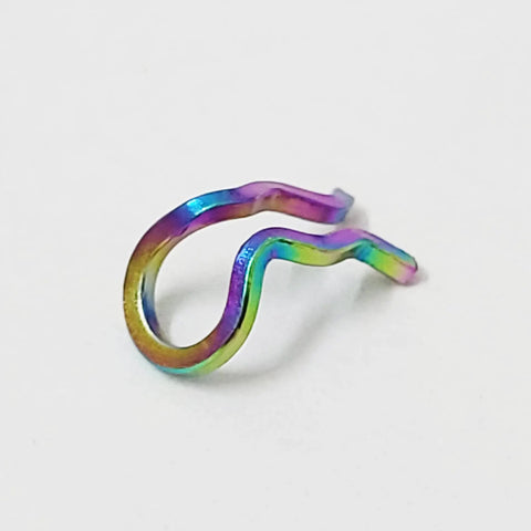 Built Tough Titanium Alloy Bicycle Caliper Screws And Disc Brake Pad Bolts With Clips M4X26mm rainbow colored clip detail on white background