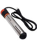 Heavy Duty 2000W Immersion Water Heater Delivers Insanely Fast Hot Water On Tap Using Pure Copper Heating Coils and Perforated Steel Guard For Zero Wait Comfort Daily, featuring a sleek steel design.