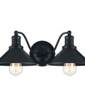 Two Light Vanity Wall Sconce In Oil Rubbed Black Finish with E26 sockets, vintage modern industrial style for bathroom and kitchen