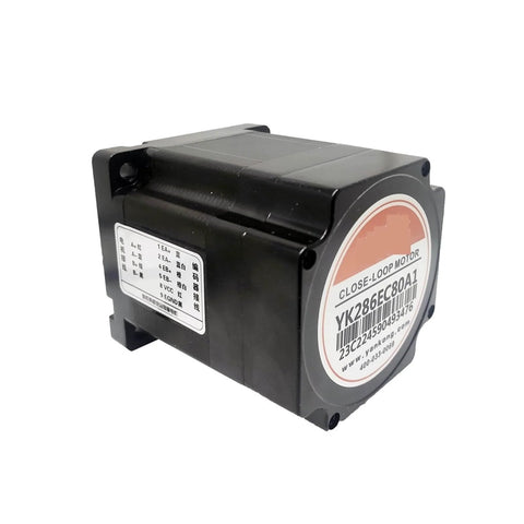 Rock Solid Closed Loop Stepper Motor With Encoder YK286EC80A1, black casing, for precise motion control, 3m cable version, side view