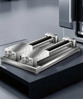Premium Copper Fixture Vise With Thickened Base For Milling And Grinding Machines on a steel base, showcasing 8 station tool design in action.
