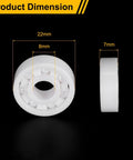 608 miniature deep groove ceramic bearing, white zirconia ceramic, 8x22x7mm, front view