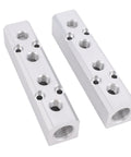 Air Compressor Manifold 4 Way 6 Port Aluminum Distribution Block For Pneumatic Systems With 1/2 NPT Supply And 1/4 NPT Outputs