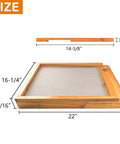 Two Pack Beehive Screened Bottom Boards for Langstroth Hives 10 Frame, Beeswax Dipped Cedar Wood dimensions displayed