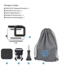 Waterproof Dive Housing Case For Hero 5 6 7 Black Action Camera Up To 45 Meters Transparent clear with accessories shown.