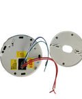 Real Deal Hardwired AC220V Smoke Detector With NO NC Switch Output For Reliable Fire Safety, wiring connectors and mounting base.