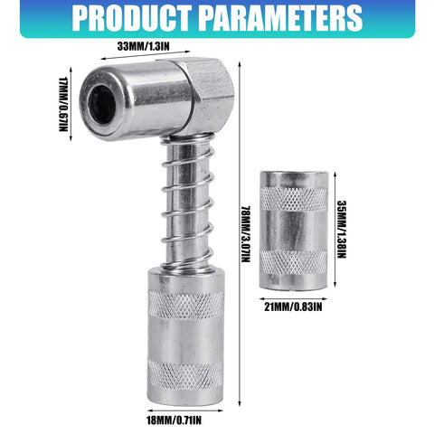 Right Angled Grease Coupler Adapter Tool For Hard To Reach Machinery Components Pro Grade Alloy Steel Fitting For Autos Motorcycles And Industrial Equipment Lubrication, 33mm