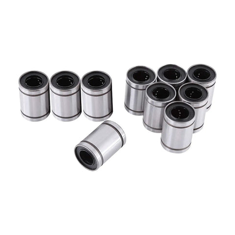 Ten Pack 12mm LM12UU Linear Motion Ball Bearings for CNC Rod Guides and 3D Printer Builds, DIY Upgrades, Low Noise Dual Seal 12x20x30mm Bushings