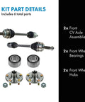 All In One Front CV Axle Assemblies With Wheel Bearings And Hubs Kit For 2002 2006 Honda CRV Complete 6 Piece Upgrade