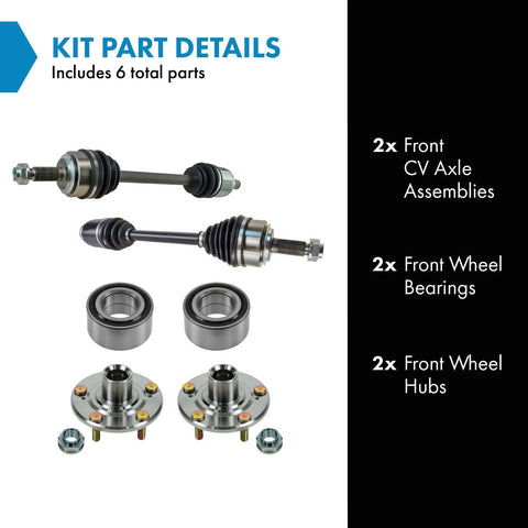 All In One Front CV Axle Assemblies With Wheel Bearings And Hubs Kit For 2002 2006 Honda CRV Complete 6 Piece Upgrade