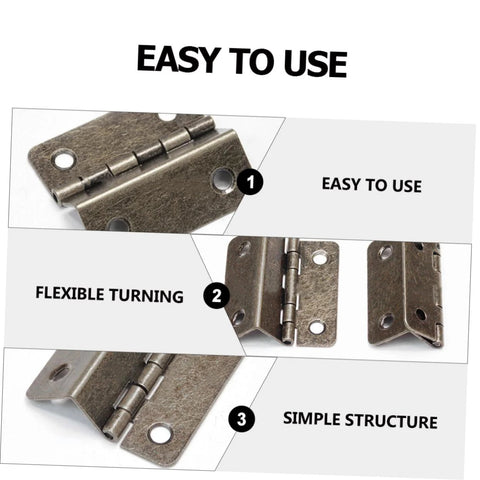 LIFKOME three-fold right-angle hinge for wooden boxes; bronze-toned metal, durable cabinet furniture hardware
