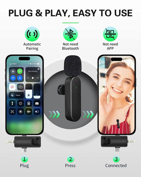 Wireless Lavalier Microphone Kit For iPhone Android Camera And PC Quad Mic Setup For Group Recording Vlogs YouTube TikTok