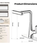 Dimensions of JOMOO Waterfall Pull Down Kitchen Faucet, Chrome, features pull-down sprayer, for single hole sinks.